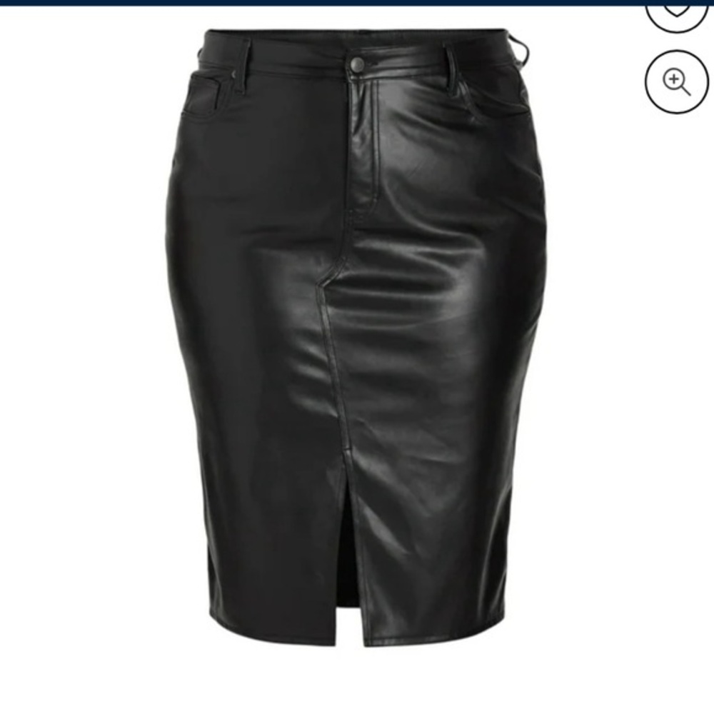 New Time and Tru Wonen’s High Rise Faux Leather Black MidiSkirt Size 22W NWT